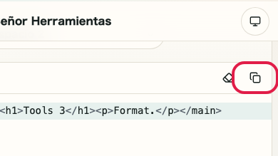 Pantalla que muestra dónde usar Copiar entrada en Formateador HTML