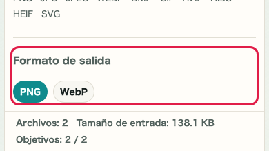 Eliminación de fondo de imagen: Formato de salida