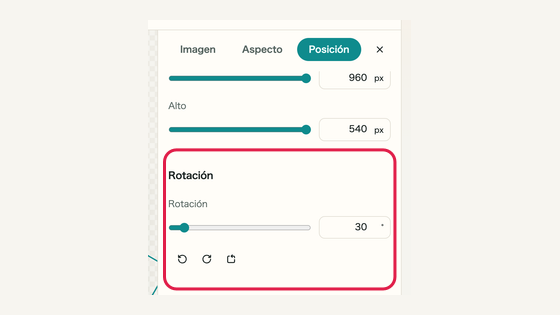 Girar una imagen: controles y su ubicación