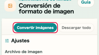 Conversión de formato de imagen: Convertir imágenes