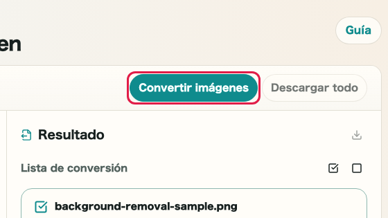 Conversión de formato de imagen: Convertir imágenes