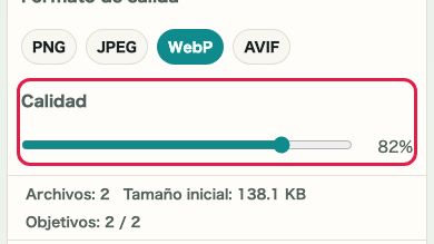 Conversión de formato de imagen: Calidad