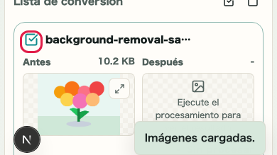Conversión de formato de imagen: Seleccionar objetivos