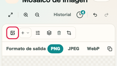 Pantalla que muestra el control para añadir imagen en Mosaico de imagen