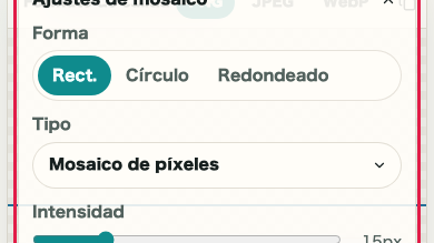 Pantalla que muestra la configuración de mosaico en Mosaico de imagen