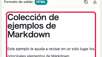 Pantalla que muestra vista previa, tema y controles de vista en Vista previa de Markdown