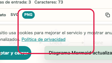 Pantalla que muestra Zona de vista previa y tema en Vista previa Mermaid