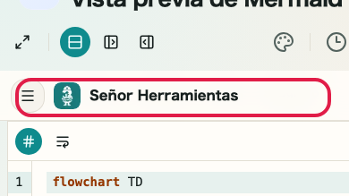 Pantalla que muestra dónde usar Sugerencias de entrada en Vista previa de Mermaid