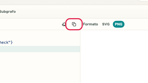 Pantalla que muestra dónde usar Copiar sintaxis en Vista previa de Mermaid