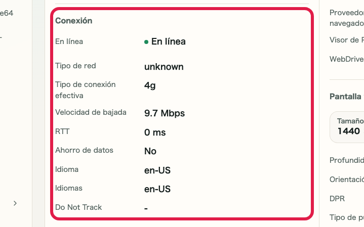 Pantalla que muestra dónde revisar información de conexión en Comprobador de IP y red