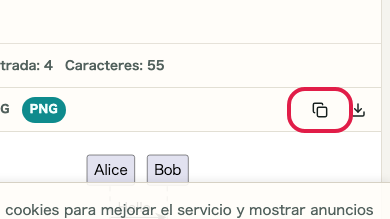 Pantalla que muestra dónde usar Copiar imagen en Vista previa PlantUML