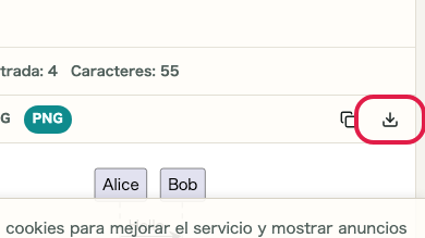 Pantalla que muestra dónde usar Descargar imagen en Vista previa PlantUML