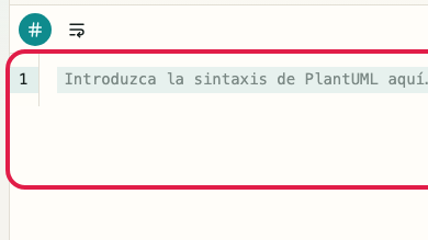 Pantalla que muestra dónde usar Entrada de sintaxis en Vista previa de PlantUML