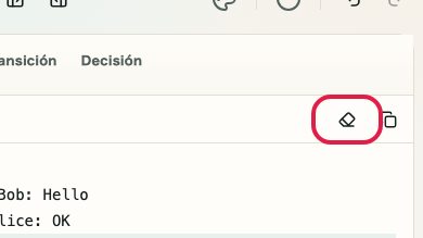 Pantalla que muestra dónde usar Limpiar entrada en Vista previa de PlantUML