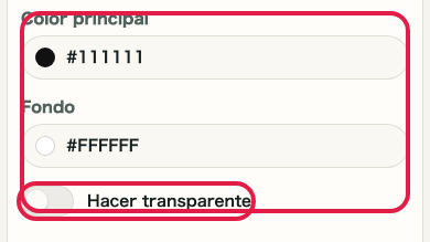 Pantalla que muestra dónde usar Ir a color en Generador de código QR