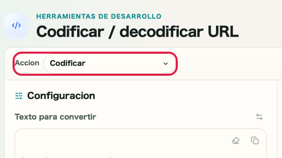 Pantalla que muestra dónde usar Ejecutar codificación en Codificar/Decodificar URL