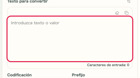 Pantalla que muestra dónde usar Campo de entrada en Codificar/Decodificar URL