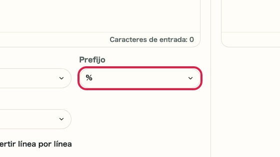 Pantalla que muestra dónde usar Prefijo en Codificar/Decodificar URL