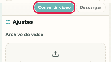 Pantalla que muestra dónde usar Ir a conversión en Conversión de formato de video