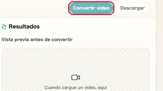 Pantalla que muestra dónde usar Ir a conversión en Conversión de formato de video