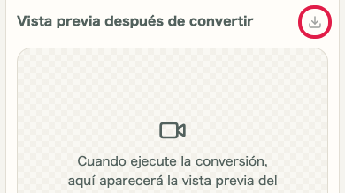 Pantalla que muestra dónde usar Encontrar guardado en Conversión de formato de video