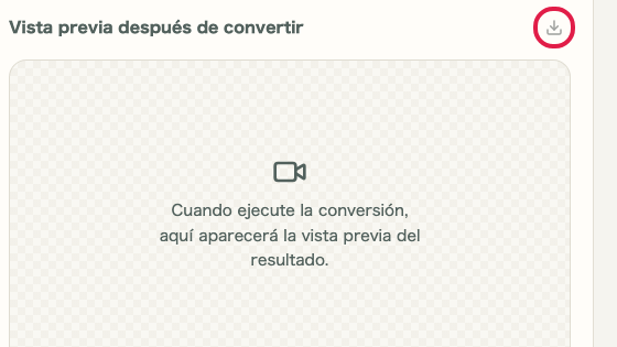 Pantalla que muestra dónde usar Encontrar guardado en Conversión de formato de video