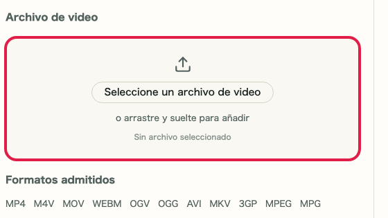 Pantalla que muestra dónde usar Archivo de video en Conversión de formato de video