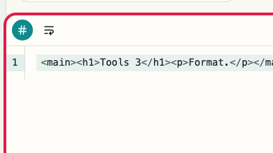 HTML フォーマッター の フォーマットモードとコード入力エリア を示す画面