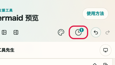 显示在 Mermaid 预览 中使用 历史记录和草稿 的位置的画面